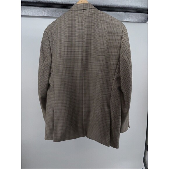Mens 44L Michael Kors Tan Blue Houndstooth Suit Jacket Sport Coat - Picture 10 of 10